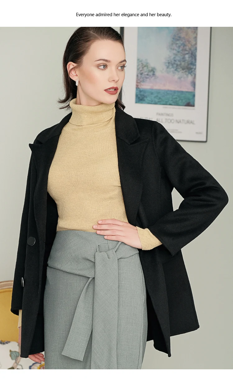 Autumn Winter Fashion Women Sweater Coats Long Sleeve Double-breasted Turn Down Neck Woolen Blazers Office Coats Z2988