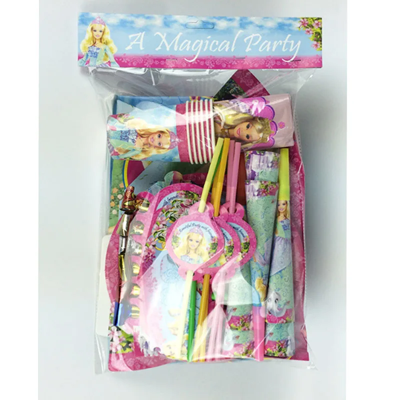  New Cartoon Princess Theme Supplies Party Disposable Tableware Straws invitation Card Hats Baby Sho - 4.00032E+12