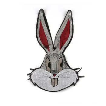 

Cartoon Rabbit Badge 1pcs Big Sequins Bugs Bunny Patch Clothing Sewing Diy Appliques Accessory for Hoodies T-shirt Jacket