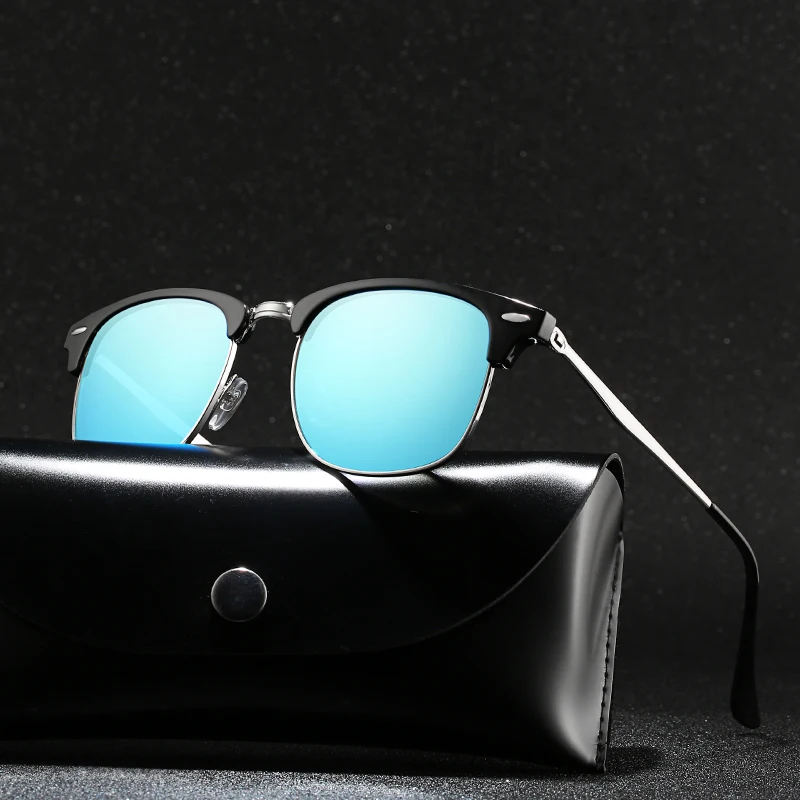 With Case Polarized Sunglasses Half Frame Sun Glasses Famous Brand Sunglases Polaroid Retro Feminino for Women Men | Аксессуары для