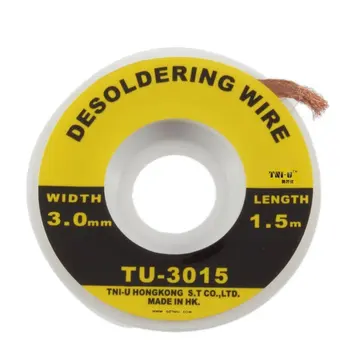 

Security 5 ft. 3 mm BGA Desoldering Wire Braid Solder Remover Wick Soldering Accessory Metal Color Tin TU-3015