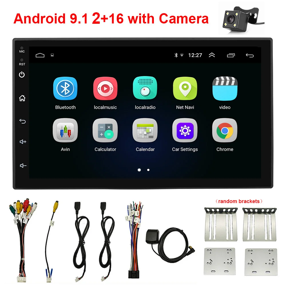 Android 2 16G Cam Android 9,1 2G+ 32G 4 ядра Автомобильный мультимедийный плеер универсальный 7 дюймов двойной 2Din автомобиль радио авто аудио; стерео; GPS навигация - Цвет: Android 2 16G Cam