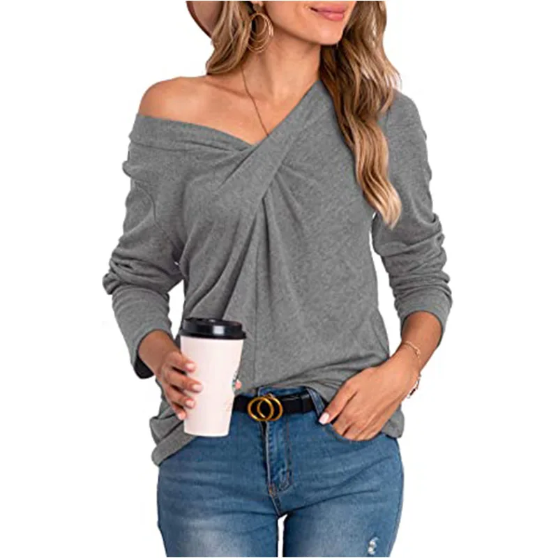 2021 New Women Sweater Casual Autumn V-neck Sweatshirt Loose Long-Sleeve Tops Elegant Ladies Street Pullover Shirt | Женская одежда