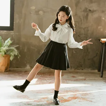 

YourSeason 2020 Spring Summer Fashion Girls Blouses Bow Neck Baby Girls Loose Elegant Casual White Blouses Long Sleeved