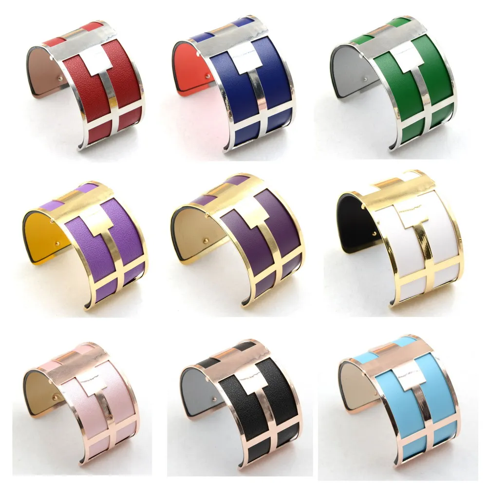 

40mm fashion jewellery large bracelets cros hand gold plating multi colour leather Luxury brand Georgette bracelet homme damskie