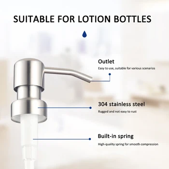 

1pcs retro metal soap dispenser soap pump nozzle pump head 304 stainless steel hand sanitizer dispenser nozzle soap dispenser