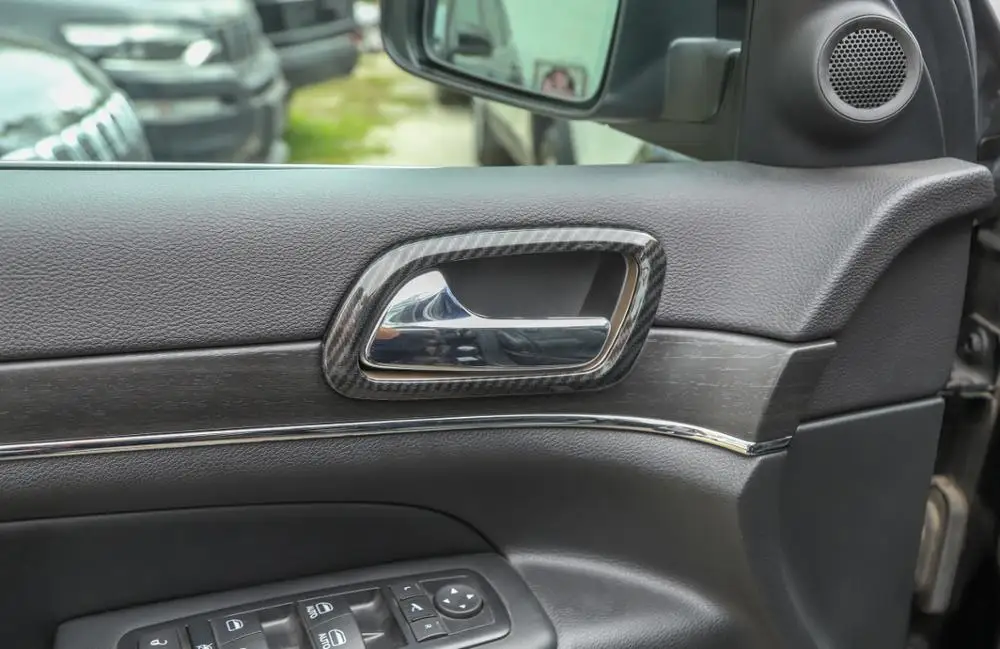Дверные ручки для салона автомобиля, накладка на чашу, наклейки для Jeep Grand Cherokee 2011+ карбоновые накладки, аксессуары, 8 шт