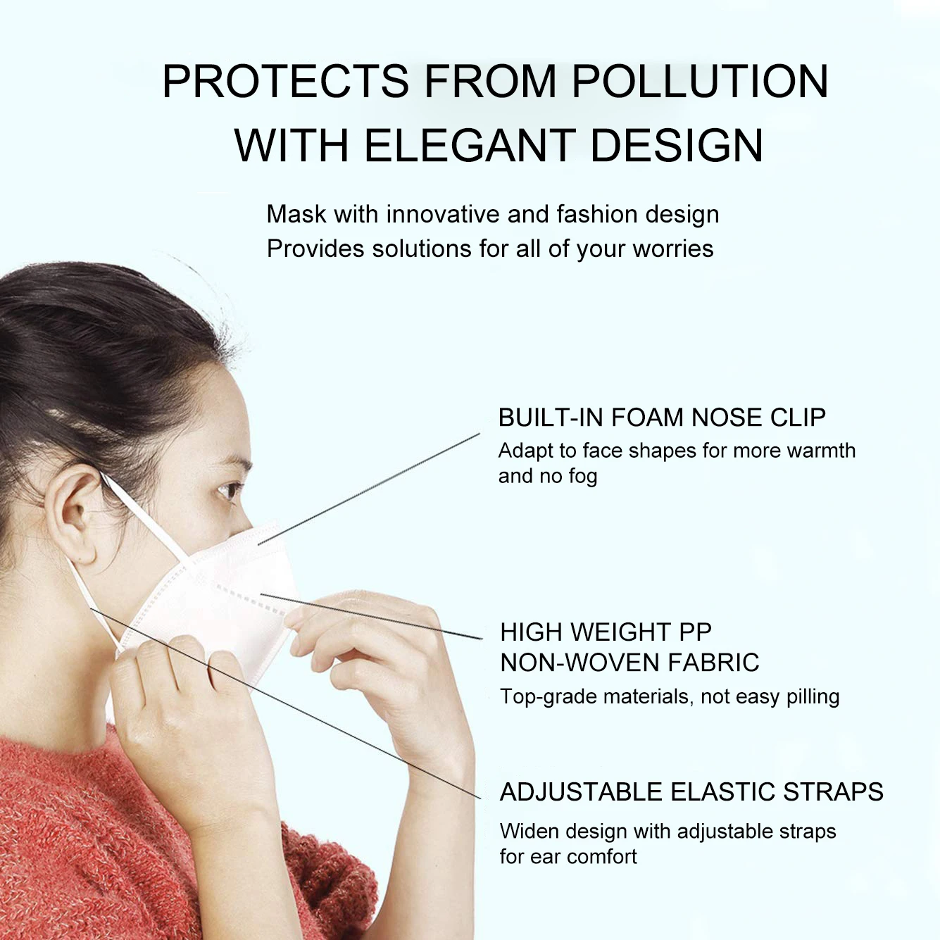 

20 pcs 3D KN95 Disposable hygienic masks Anti-dust Mask Anti Odor Smog Safety Protective Mask