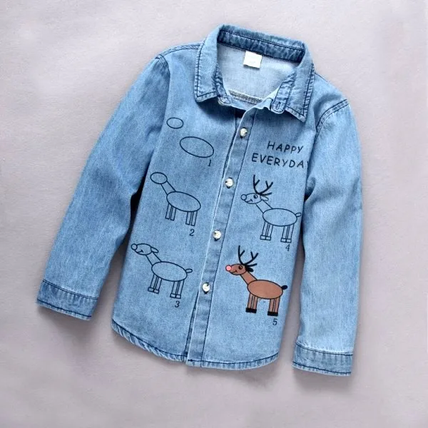 Джинсовые рубашки Happy Deer; пальто; сезон весна-осень; стиль; модная детская рубашка для мальчиков