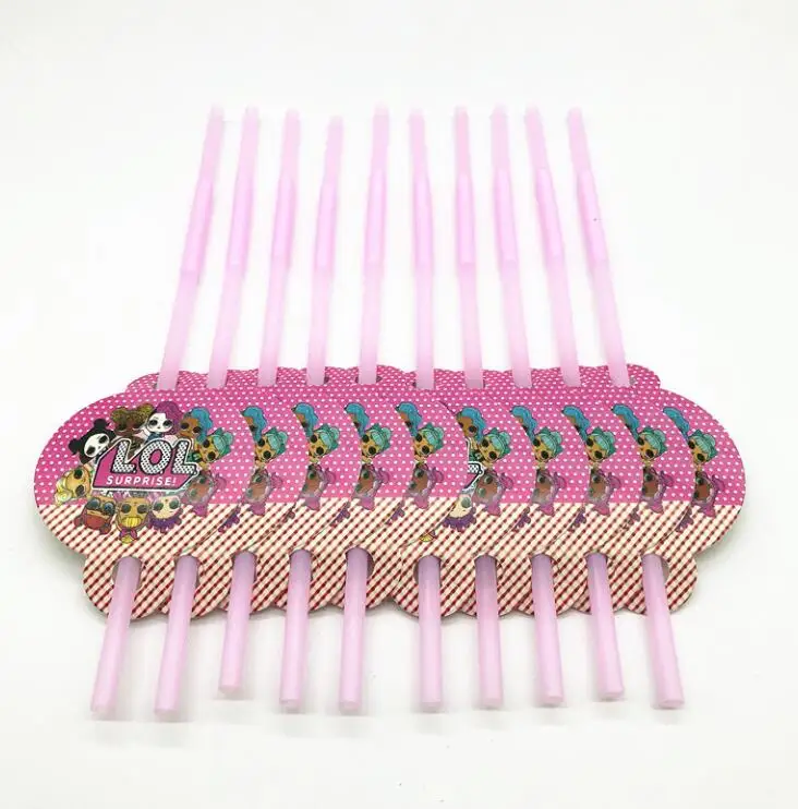 10 straws Баннер соломенная Конфета попкорн коробка воздушный шар куклы с сюрпризом дети костюм для празднования дня рождения вечерние принадлежности украшения бумажные чашки тарелка салфетка - Color: 10 straws