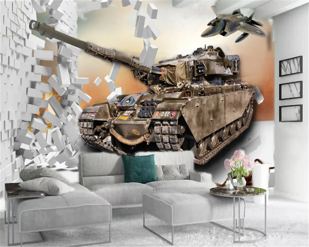 Домашний Декор 3d обои могучий самолет Танк гостиная спальня ТВ фон Настенные |