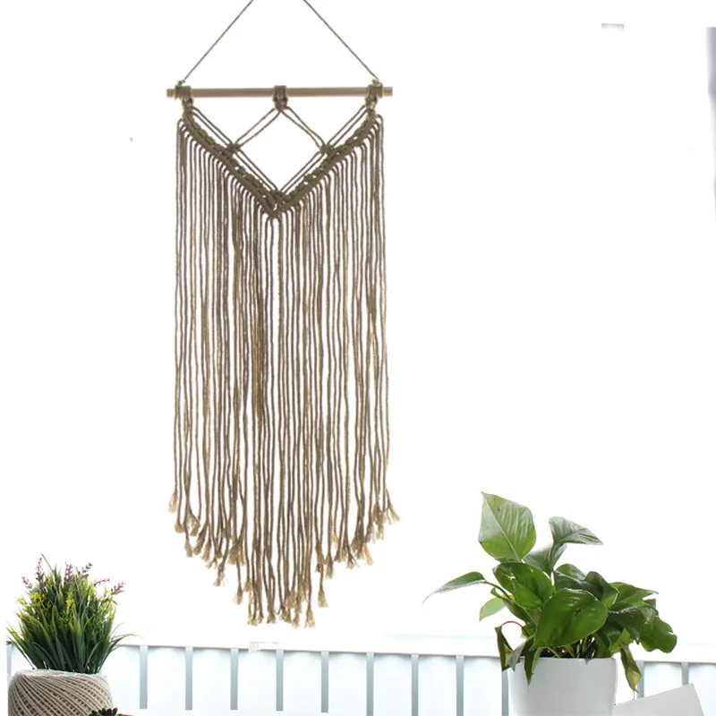 Hand-woven Tapestry Cotton Rope DIY Finished Product Video Tutorial Northern European-Style Tassels Weaving Wall Hangers Tapestr