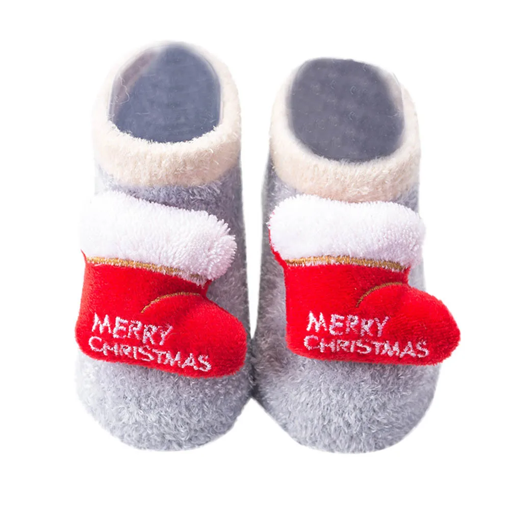Для мальчиков и девочек носки для детей ясельного возраста детские милые для мальчиков и девочек, с изображениями героев мультфильмов, Рождественская тематика, Рождество Зима шаг обувь теплые носки из хлопка детские носки