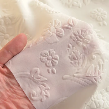 

Rice white three-dimensional relief elastic chiffon fabric diy fabric