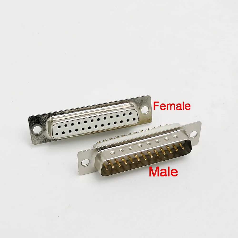 Позолоченный D-SUB DB25 разъем 25pin Мужской Женский Тип припоя сварочный Разъем DIY 10 шт./лот