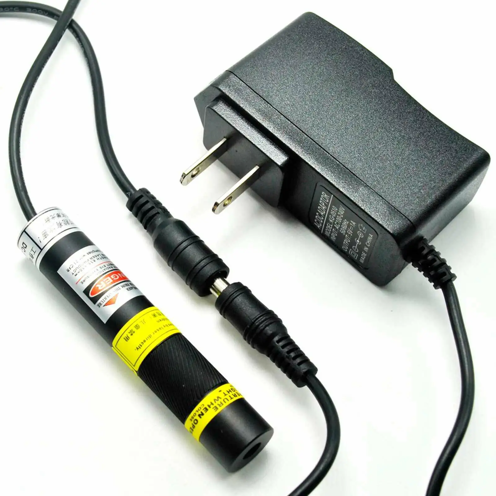 초점 가능한 녹색 레이저 다이오드 모듈, 512 nm, 30mW, 16x68mm 라인, 12V 어댑터 포함