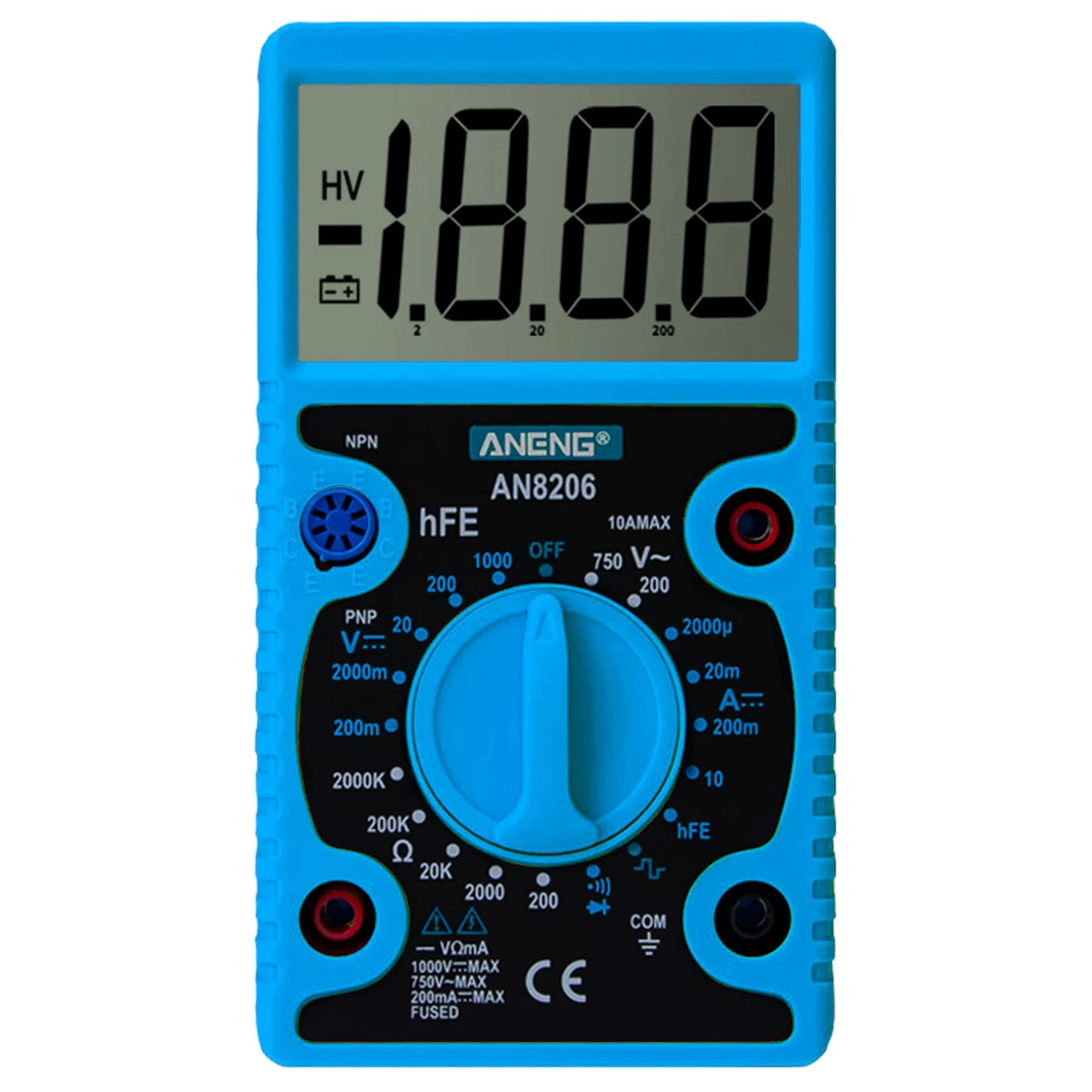 AN8206 ЖК-цифровой мультиметр квадратной волны Выход AC/DC Вольт Ампер Ом метр тестер с защитой от перегрузки