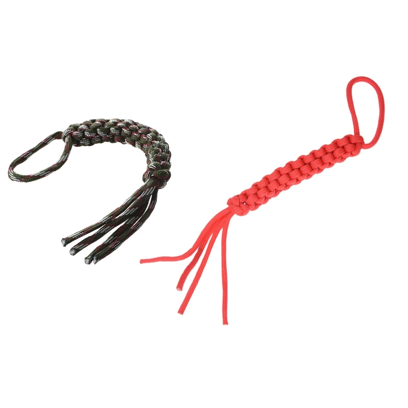 Top-2 Pcs Lanyard Paracord Square Weave for Knives/Flashlights/Keys/USB Drives Camouflage & Red |
