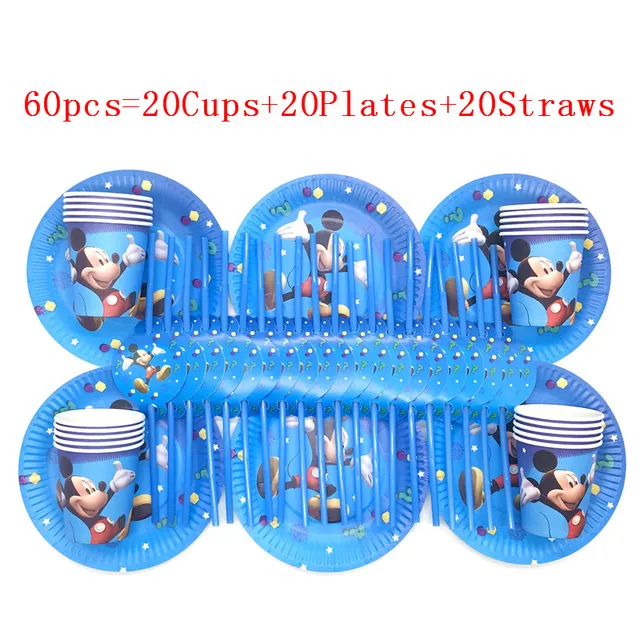 Disney Blue Mickey Mouse Theme Birthday Party Supplies Paper Cups Plates Straws Party Tablecloth Kids Favor Toys Decor Party Set Disposable Party Tableware Aliexpress