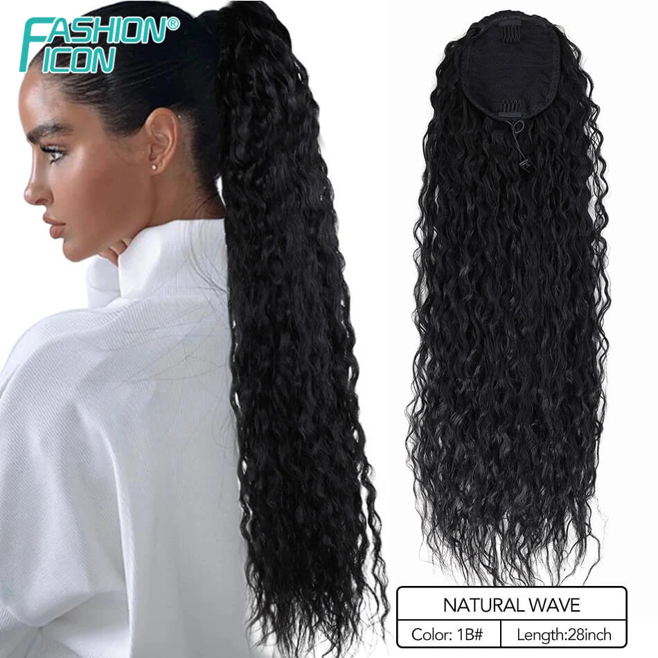 Synthetic Ponytail Extensions Of Hair Lifelike With Clip 28Inch 140G False Braid Women High Temperature Fiber By Fashion Icon | Шиньоны и