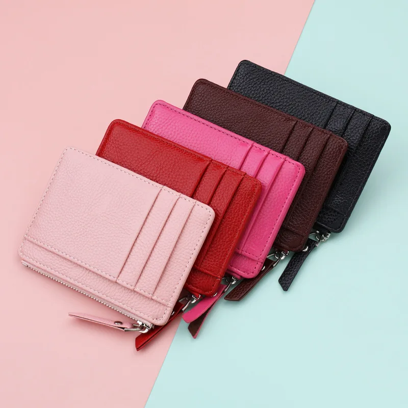 1PC Small Women Men Credit ID Card Holder PU Leather Zipper Fashion Ultra-Thin Wallet Money Bag Case Coin Purse Clip Organizer