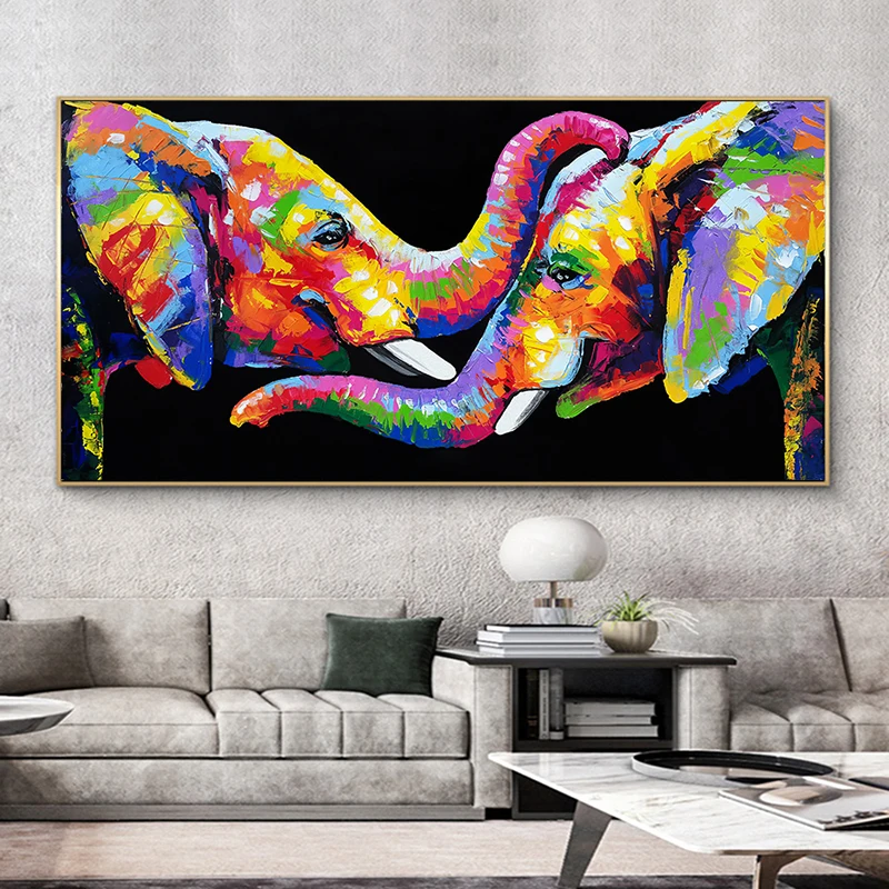 Abstract Animals Colorful Elephant Canvas Paintings Wall Art Posters