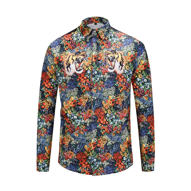 men gold shirt21 3D принт мужские фиолетовые рубашки в леопардовой раскраске крутые хипстерские Роскошные Рубашки Chemise Homme Новая модная уличная одежда camisa masculina - Цвет: men gold shirt21