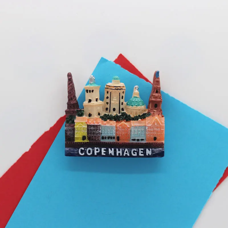 Imán Nevera Imán 3D De Copenhague Dinamarca Para Nevera, Recuerdo De Viaje, Regalo Cristal Translúcido 5x5 Cm Recuerdo Viaje