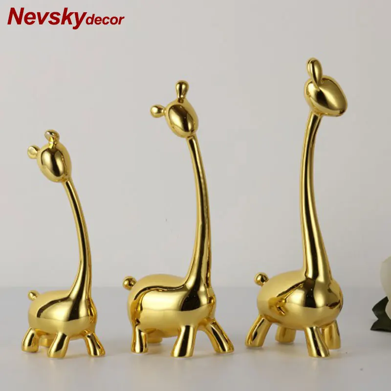 

Golden color resin sheep statue Animal statue giraffe Office decor Study decoration Decor for home gift Children's decorations