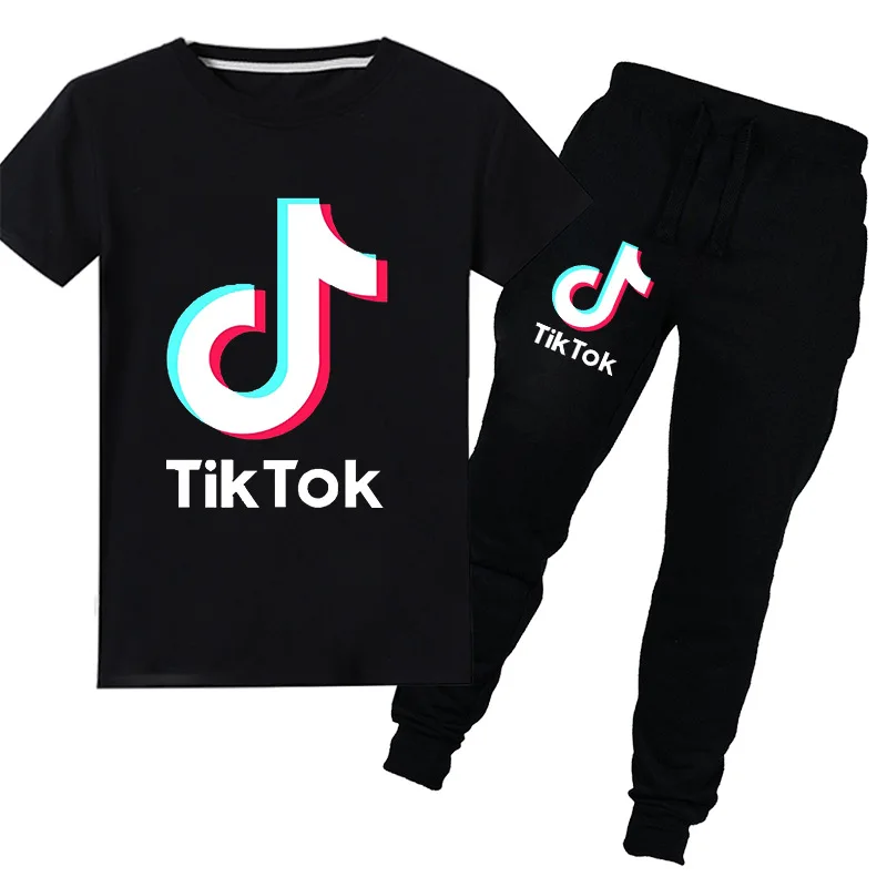 Tiktok/комплект одежды с рисунком аниме, рубашки Рождественская рубашка с длинными рукавами TikTok маскарадный костюм из 2 предметов, осенняя верхняя одежда для мальчиков и девочек - Цвет: PT1244-black