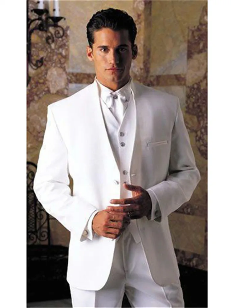 New Arrival white tuxedos men suit stand collar Edge Best Male Blazer Party groom Men's suits 3 piece set (jacket+pants+vest) New Arrival white tuxedos men suit stand collar Edge Best Male Blazer Party groom Men's suits 3 piece set (jacket+pants+vest)