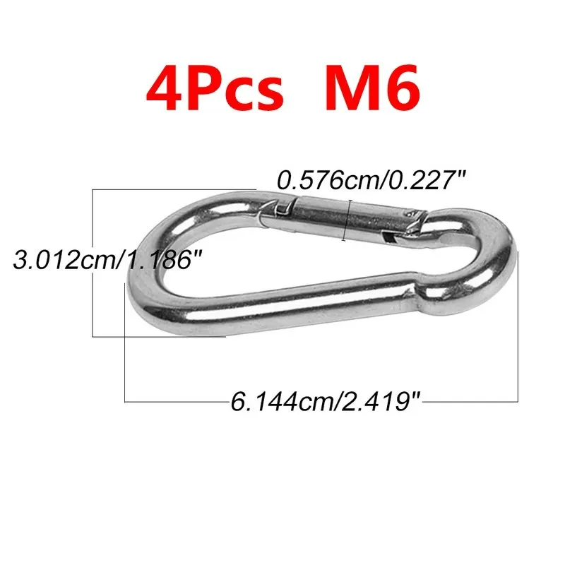 M6 M8 Нержавеющая сталь Карабин Весна Ссылка крючок карабина Мультитул альпинистская Пряжка кемпинга SOS ремня с замком - Цвет: 4Pcs M6