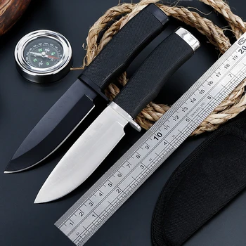 

Hot selling SDIYABEIZ 56HRC 420 blade fixed blade knife Outdoor Survival Camping Hunting Tools & Nylon Sheath Silver/Black