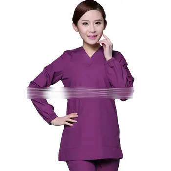 

2Pcs Unisex Adults Medical Doctor Nursing Scrubs Costume Uniform Suits V-neck Short Sleeves Top With Elastic Waisted Long Pants