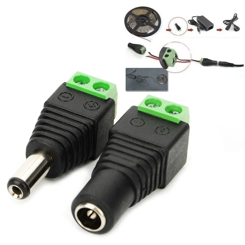 DC12V Plug Adapter Connector Male For 5050 3528 LED Strip Light Power Supply BG 
