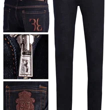 Джинсы миллиардер мужские зима хлопок воловья кожа Мода Бизнес Повседневная Вышивка Толстые Высокое качество