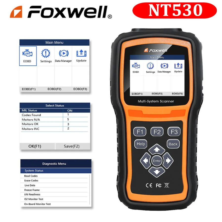 Многосистемный сканер Foxwell NT530 работает на новейших 2018/2019 обновлённых прошивке