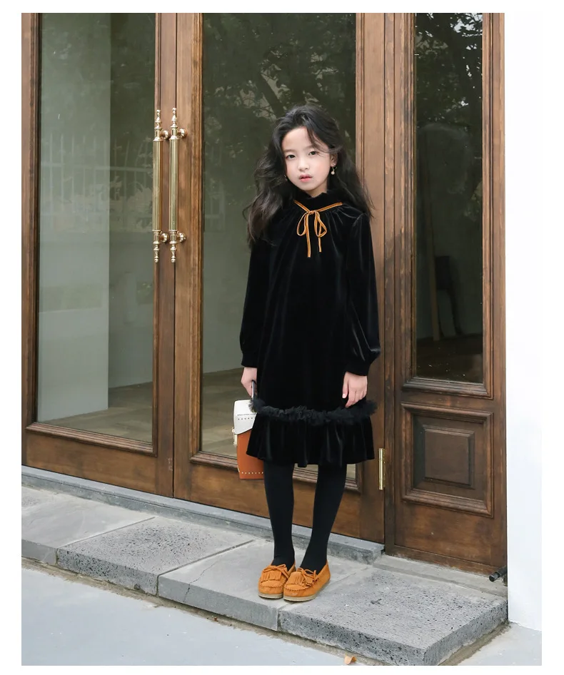 Teenage Kids Girls Winter Dress Fleece 2019 New Baby Girl Autumn Dress Black Kids Casual Dress Girl Children Top Toddler Dresses (6)