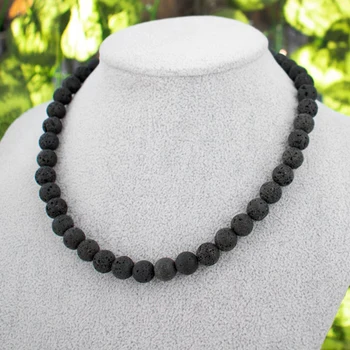 

3 Sizes Black Lava Stone Beads Necklaces Aromatherapy Diffuser Aesthetic Necklaces For Women Men Trendy Jewelry Best Friend Gift
