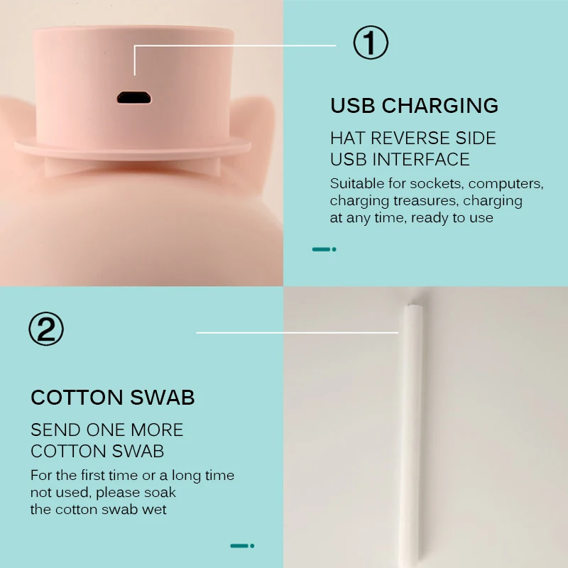 Time Cat Humidifier USB Charging Essential Oil Diffuser Aromatherapy Humidifier Office Atomizing Humidifier USB Portable Family