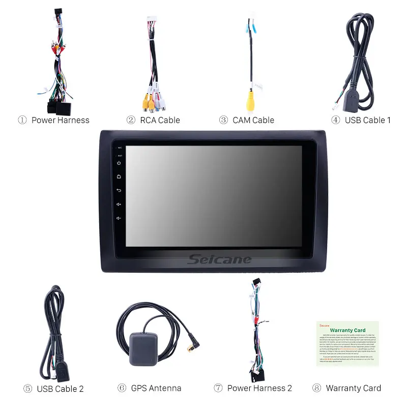Seicane Android 8,1 9 дюймов, автомобильный, мультимедийный плеер для 2010 Fiat Stilo gps HD сенсорный экран автомобильный Радио Поддержка OBD2 SWC Carplay DVR