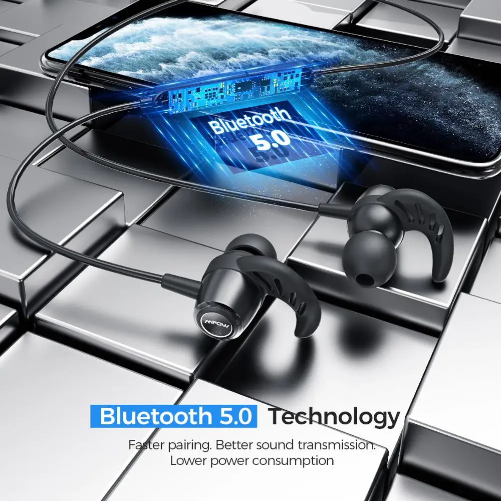 Магнитные спортивные наушники Mpow S16 12 часов работы iPX7 водонепроницаемые Bluetooth 5 0