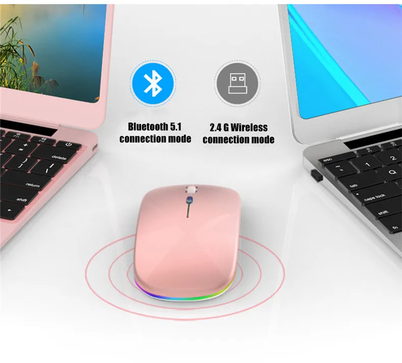RGB Wirelesss Mouse Rechargeable USB Bluetooth Computer Mouse Ergonomic Silent Macbook Gaming Mause LED Backlit Optical Mice mini computer mouse