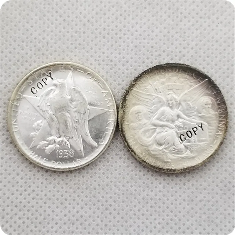 1938D UNC silver USA 1934-1938 TEXAS юбилейные 50 центов копии монет - Цвет: 1938D