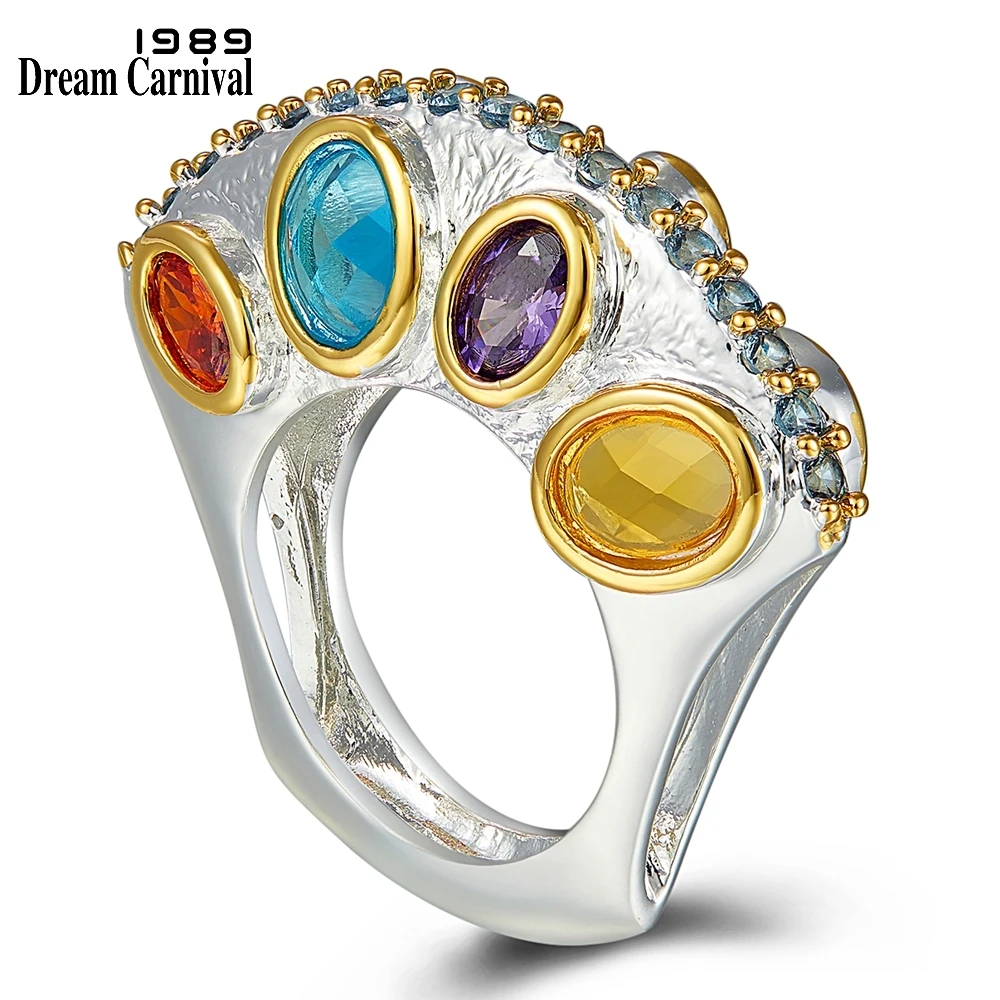 DreamCarnival1989 специальные вертикально дизайн обещания обручальные кольца для женщин бесконечность цвета циркон сентябрь WA11710