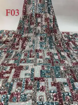 

High Quality French Nigerian Sequins Net Lace, 2020 African Tulle Mesh Sequence Lace Fabric For Party Dress 5 Yards/lot