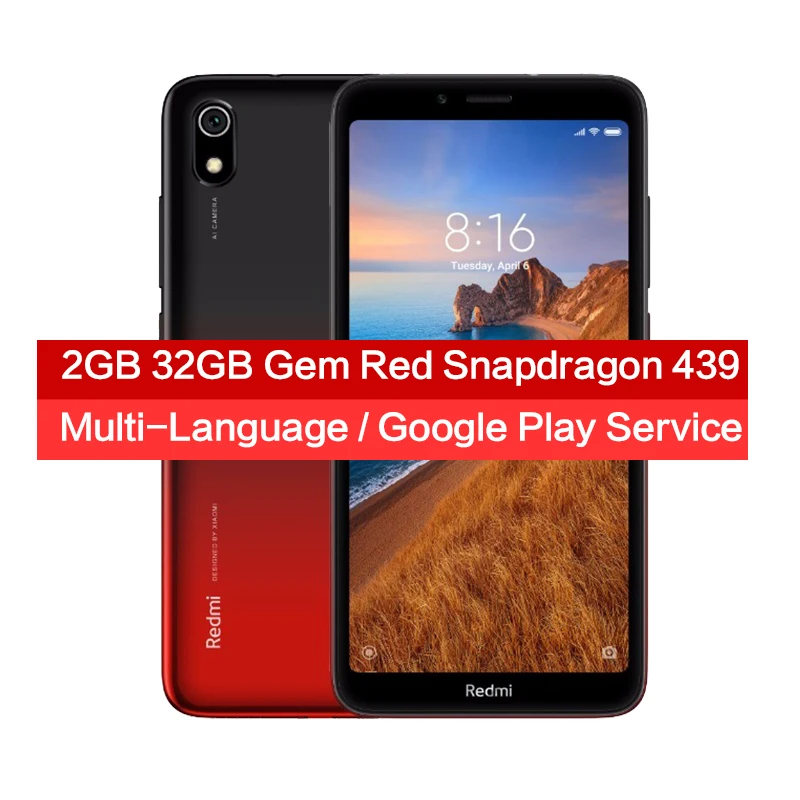 Смартфон Xiaomi Redmi 7A, 2 гб, 32 гб, восьмиядерный смартфон Snapdargon 439, 5,45 дюйма, HD 4000 мач, аккумулятор, долгий режим ожидания, мобильный телефон - Цвет: Red 2GB 32GB