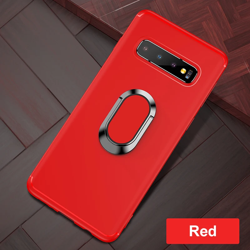 Кольцо Магнитный Корпус для Samsung Galaxy S8 S9 S10 Plus E Note 8 9 чехол автомобильный чехол для телефона задняя крышка Мягкий силиконовый Coque