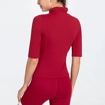 

Running Quick-drying Clothes Breathable Quick-drying Yoga Short-sleeved Tight High-neck Sports Shirt Fitness Clothes Women