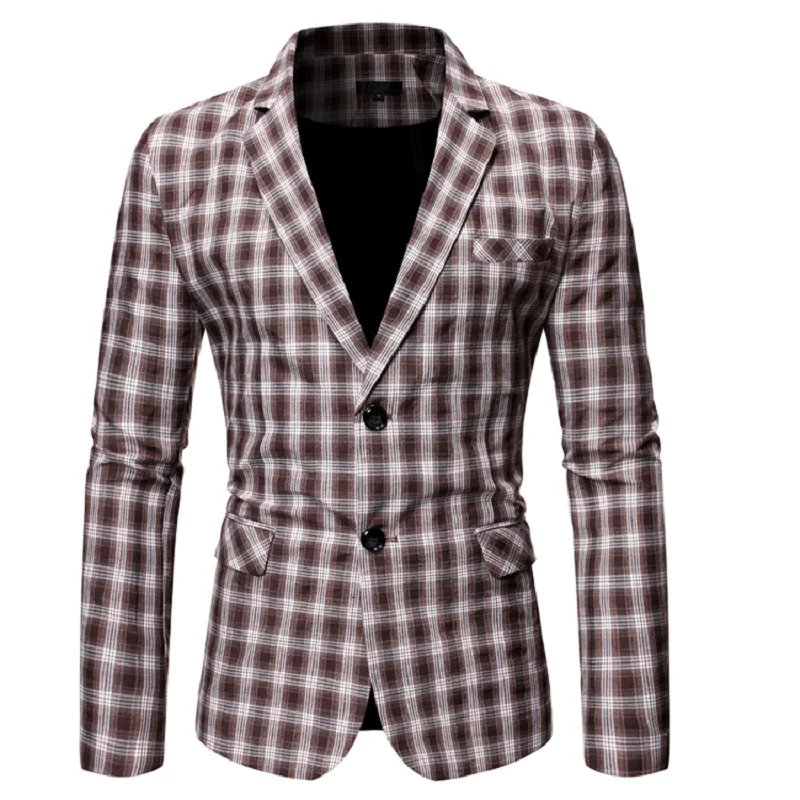 

New men's casual check two single breasted suit